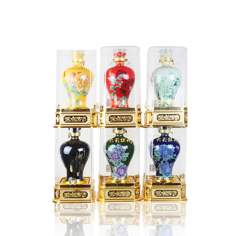 52°杜康村六彩牡丹水晶盒500ml*6