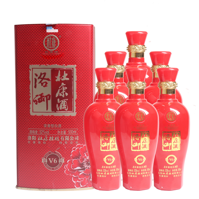 52°杜康洛御杜康V6酒500ml（6瓶装）