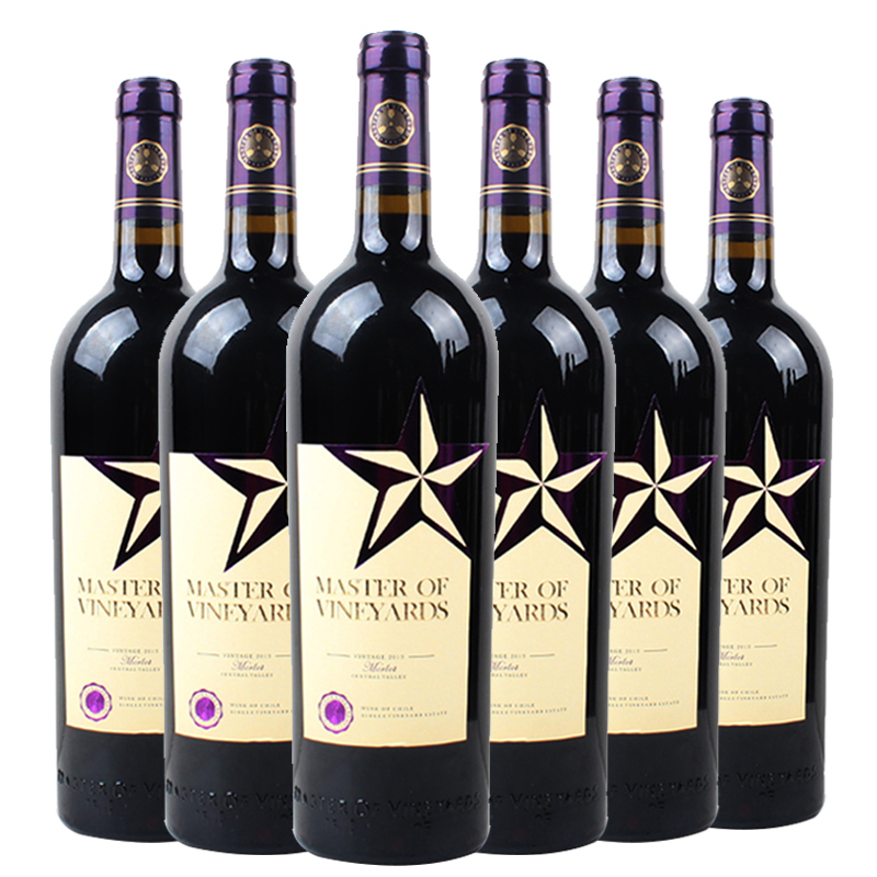 13.3°葡园大师梅洛五星干红葡萄酒750ml（6瓶装）